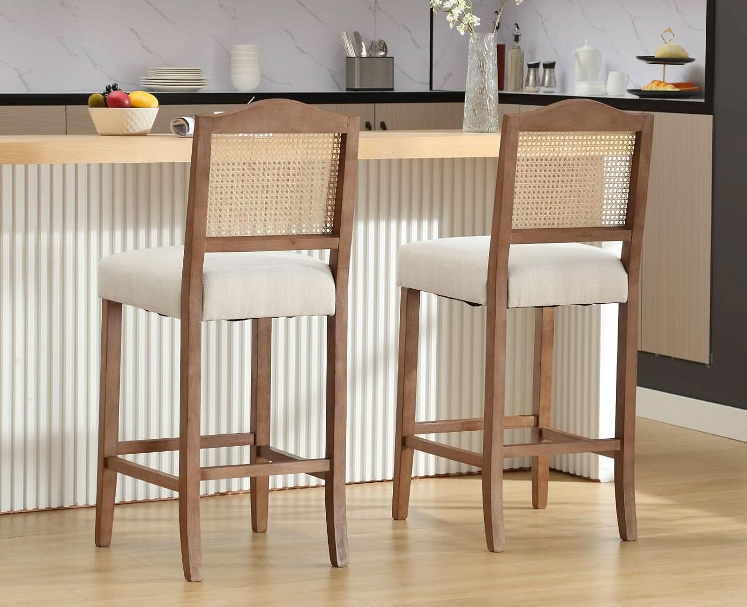 Counter Height Bar Stools Set 2 30 Inch Beige For Kitchen Island