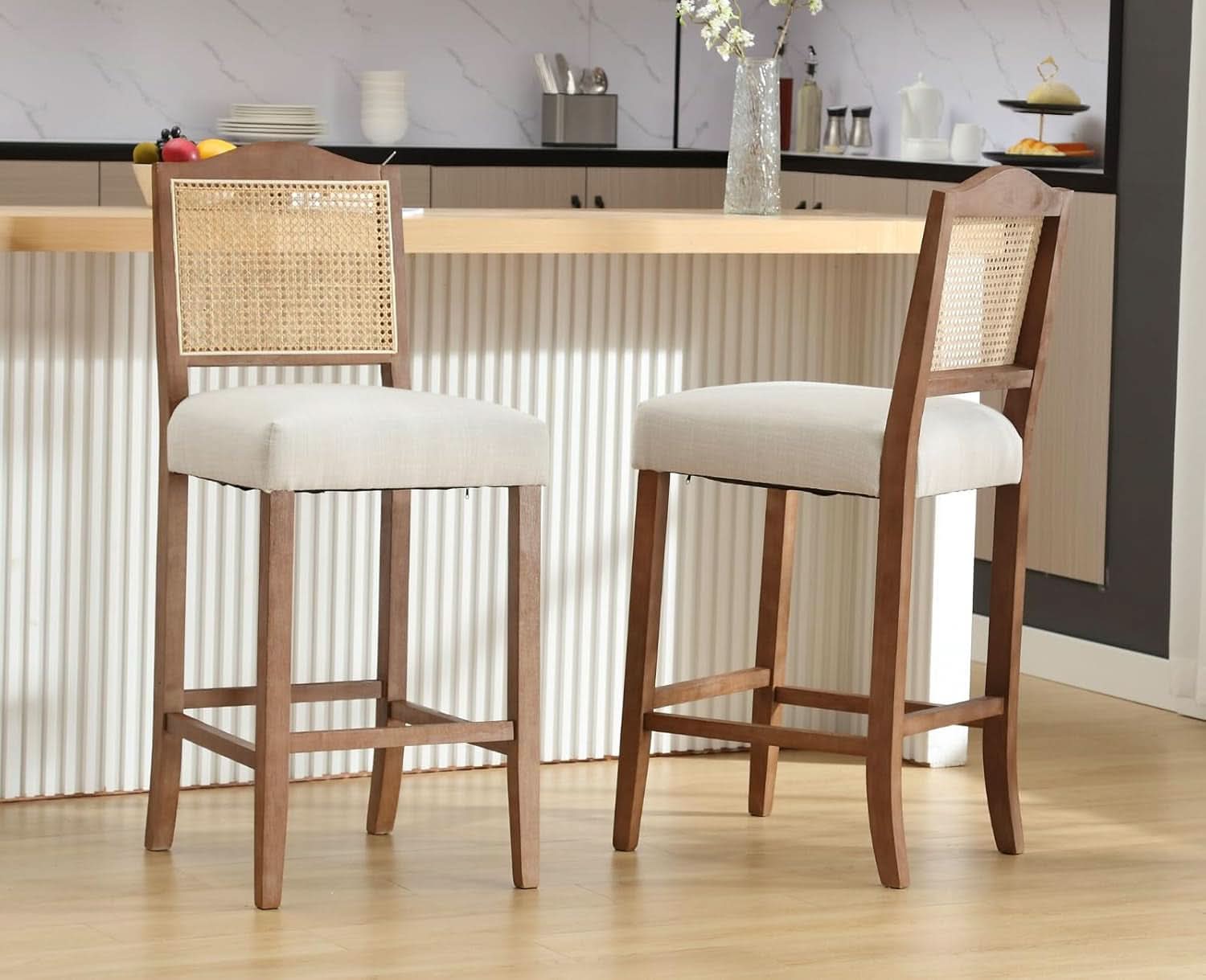 Counter Height Bar Stools Set 2 30 Inch Beige For Kitchen Island