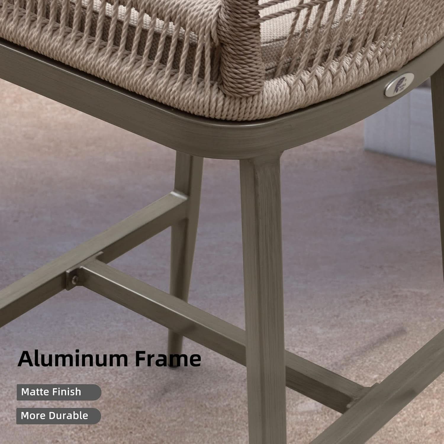 Counter Height Bar Stools Set Of 4 Woven Aluminum With Back And Arms