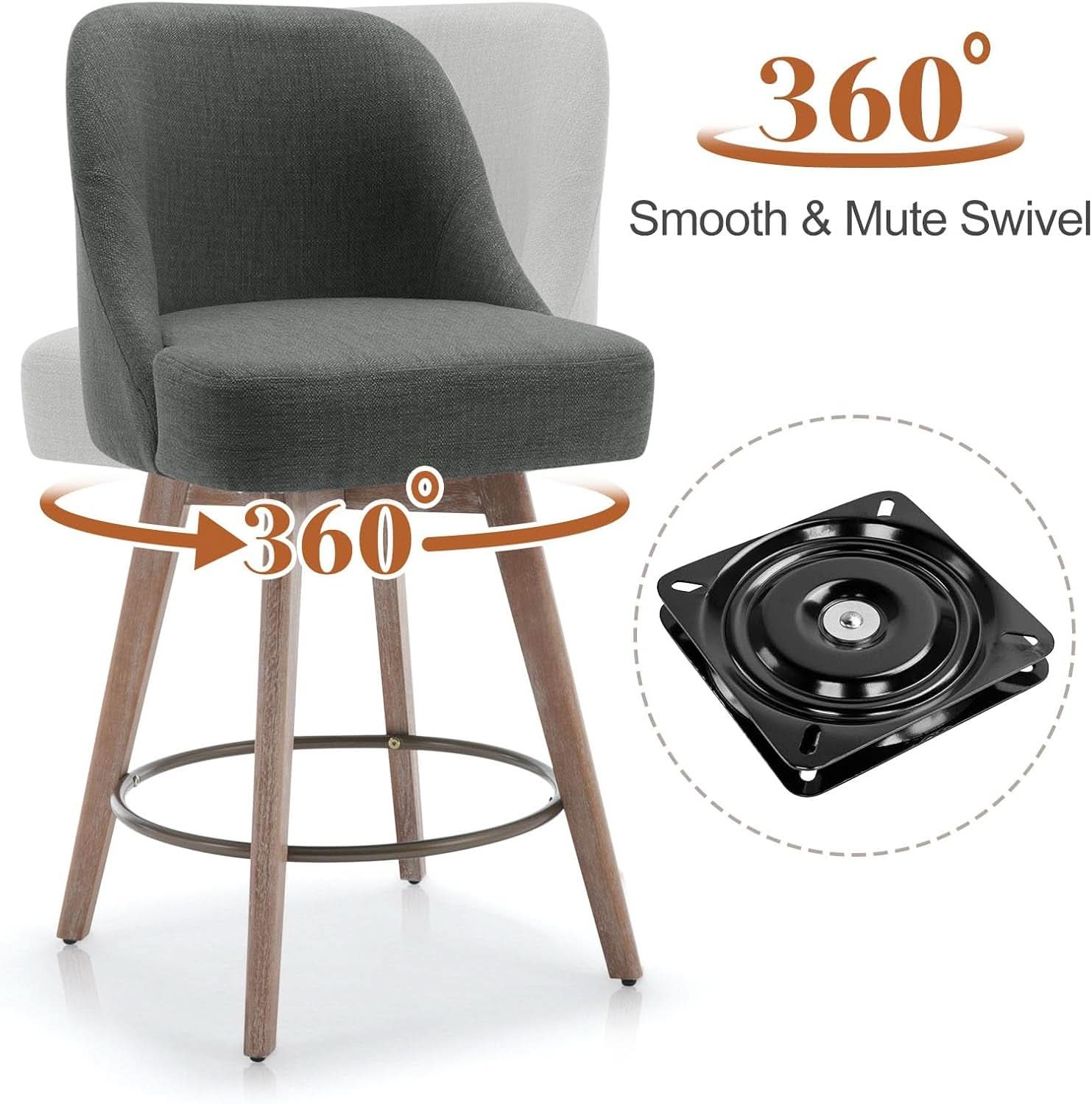 Counter Height Bar Stools Set Of Four 26 Inch Gray