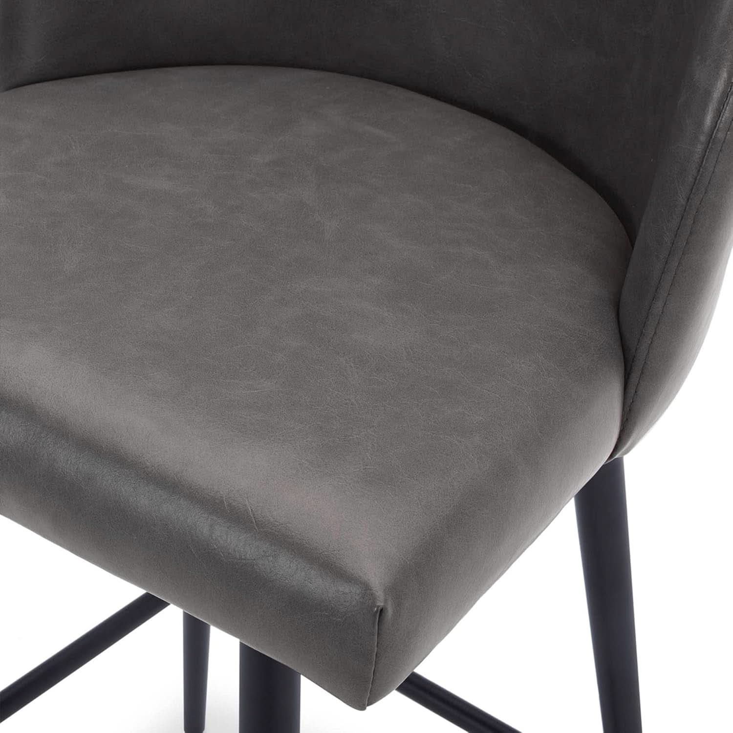 Counter Height Bar Stools Set of 3 26in Grey Faux Leather