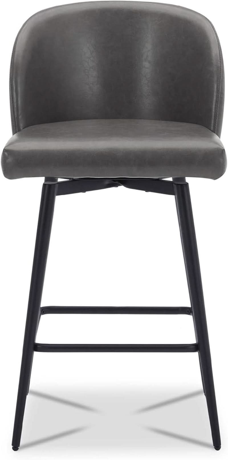 Counter Height Bar Stools Set of 3 26in Grey Faux Leather