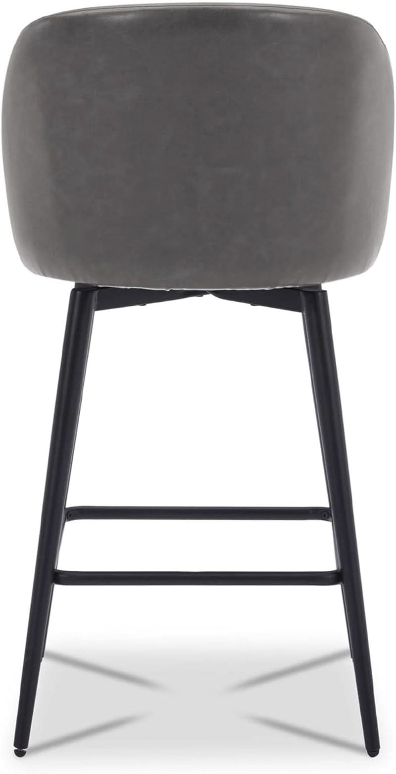 Counter Height Bar Stools Set of 3 26in Grey Faux Leather