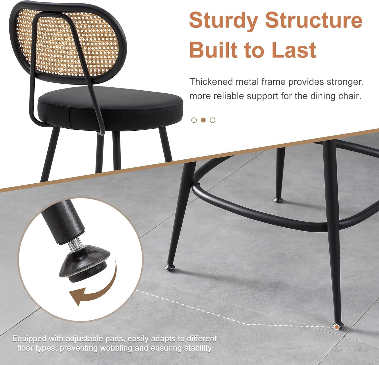 Counter Height Bar Stools Set of Two with Rattan Back
