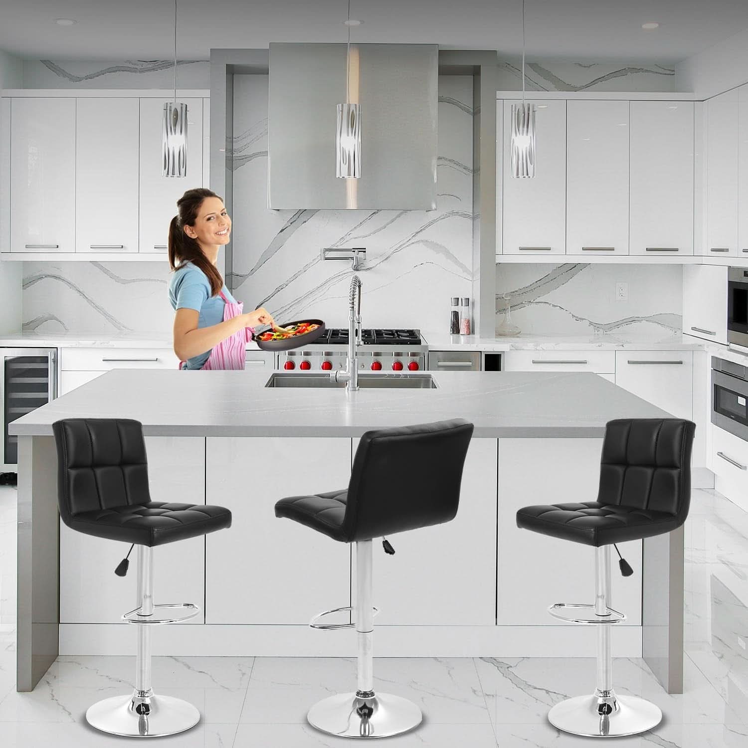 Counter Height Black Bar Stools Set Of 2 For Kitchen