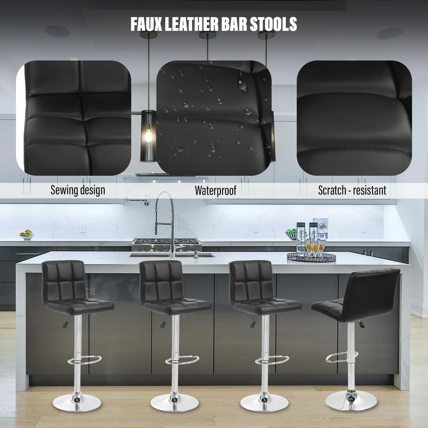 Counter Height Black Bar Stools Set Of 2 For Kitchen