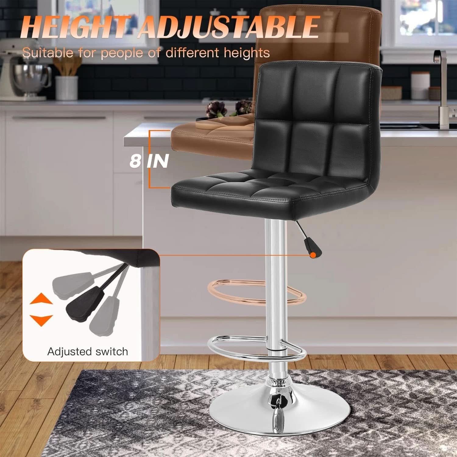 Counter Height Black Bar Stools Set Of 2 For Kitchen