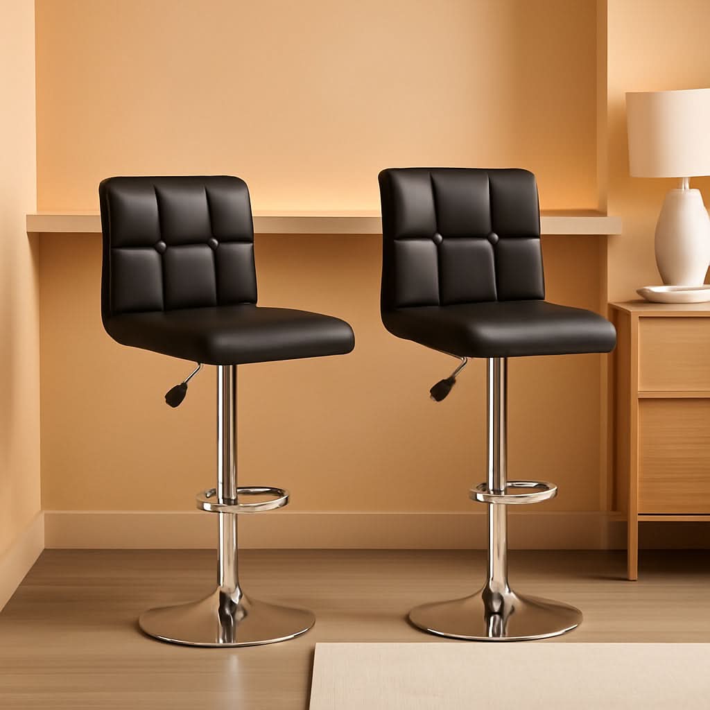 Counter Height Black Bar Stools Set Of 2 For Kitchen