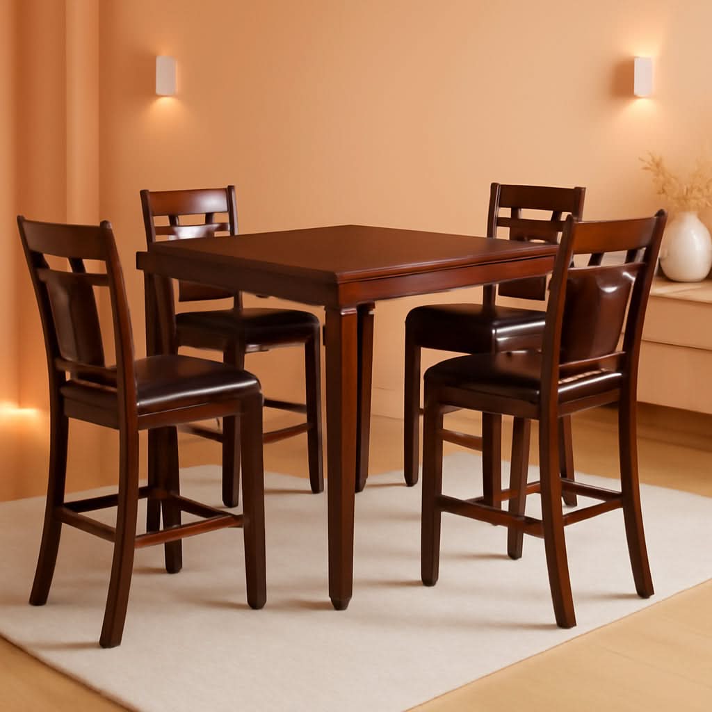 Counter Height Dining Set Brown With Table And 4 Barstools