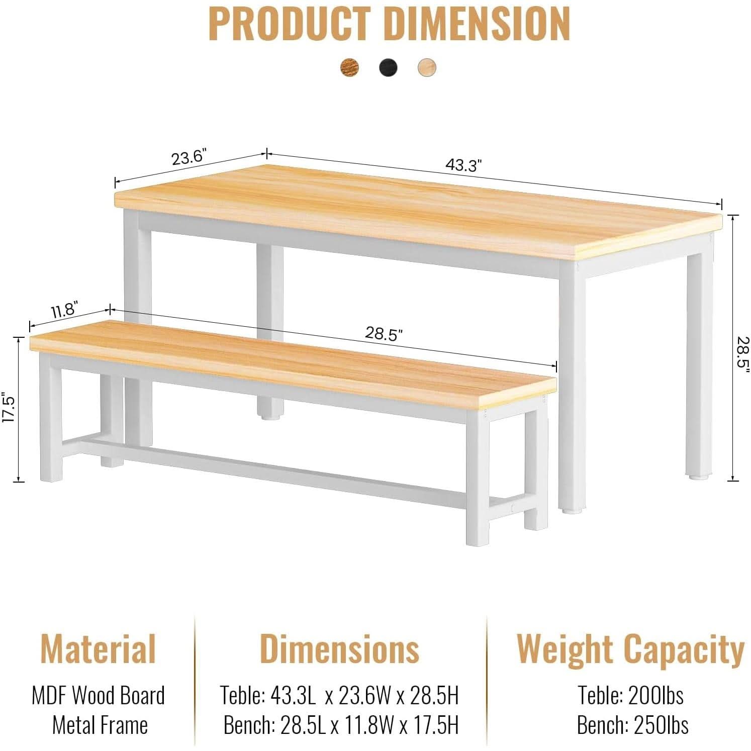 Counter Height Dining Table Set Gold White Benches