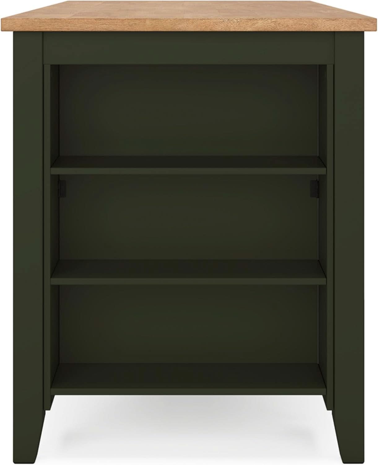 Counter Height Dining Table With 3 Shelves In Brown Green