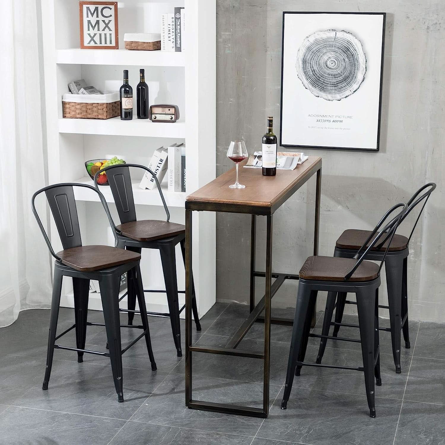Counter Height Swivel Bar Chairs With Back Set Of 4
