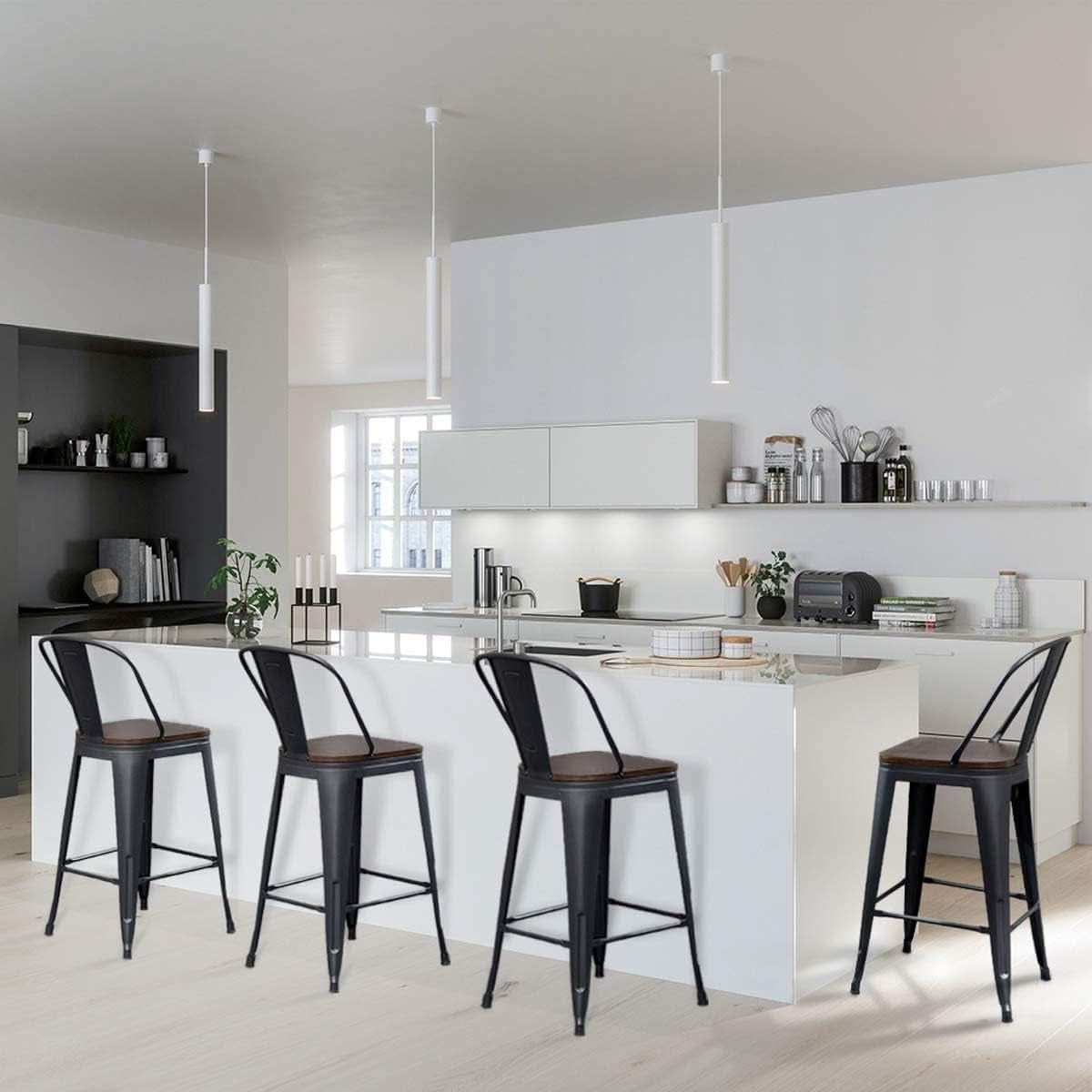 Counter Height Swivel Bar Chairs With Back Set Of 4
