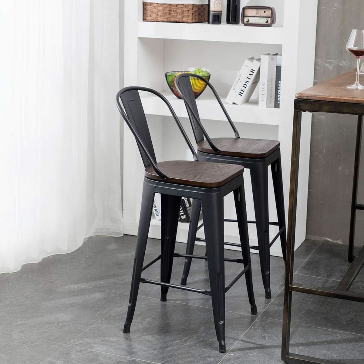 Counter Height Swivel Bar Chairs With Back Set Of 4