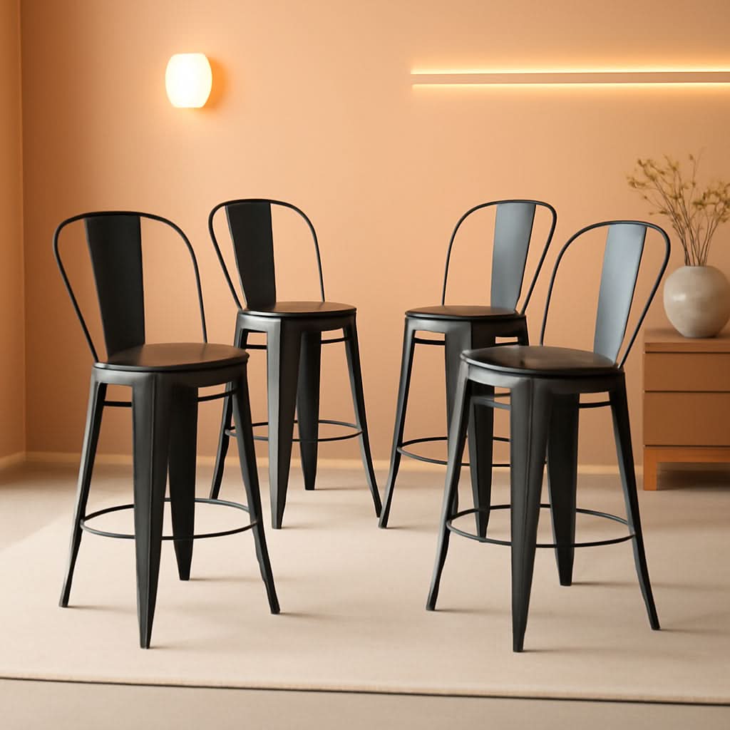 Counter Height Swivel Bar Chairs With Back Set Of 4