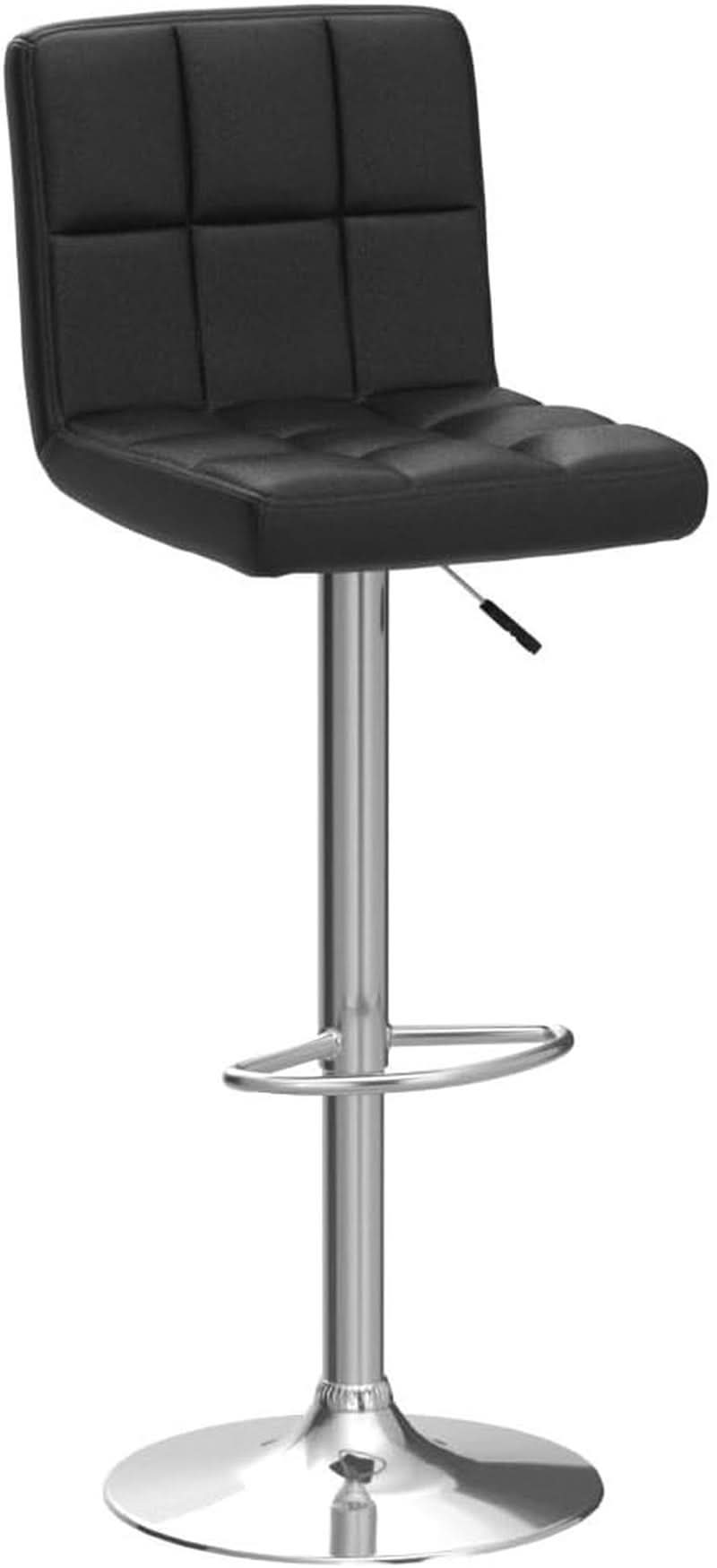 Counter Height Swivel Bar Stool Set Of 2 PU Leather Black