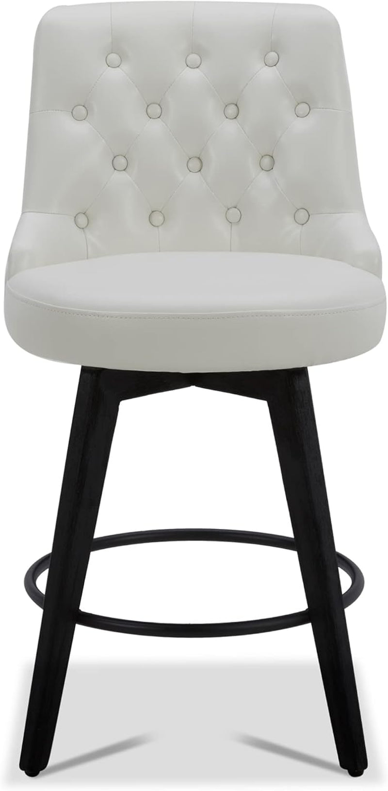 Counter Height Swivel Bar Stool White Faux Leather 26 Inch