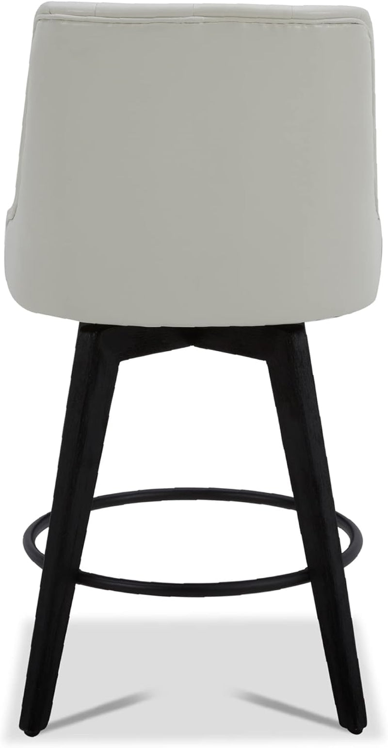 Counter Height Swivel Bar Stool White Faux Leather 26 Inch
