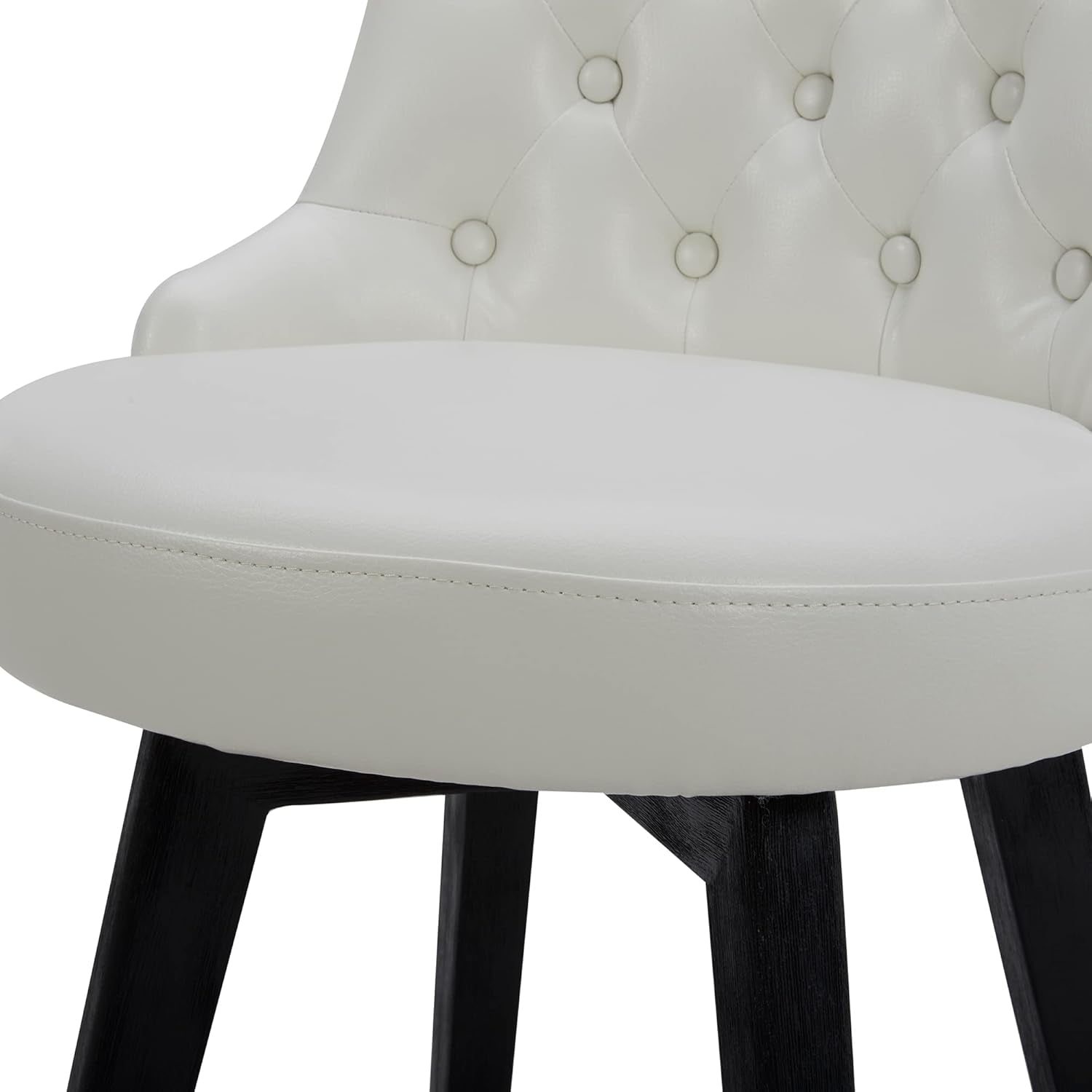 Counter Height Swivel Bar Stool White Faux Leather 26 Inch
