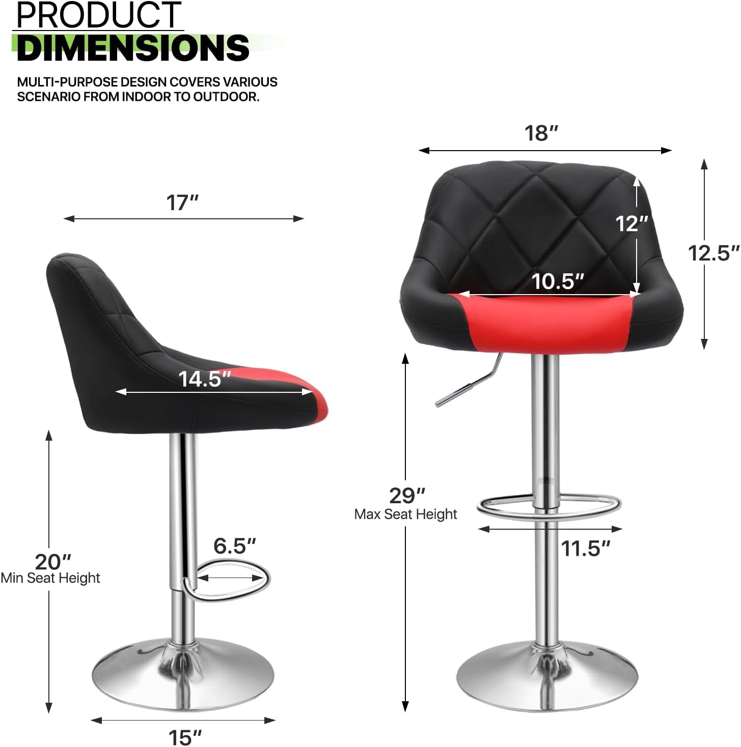 Counter Height Swivel Bar Stools Set Of 2 For Kitchen Island