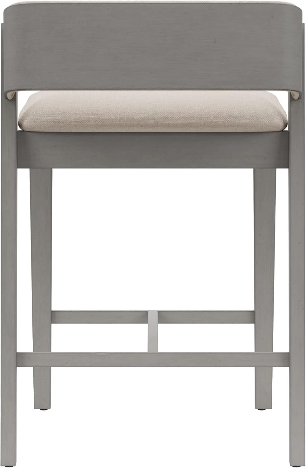 Counter Height Wood Stool Distressed Gray Upholstered Seat