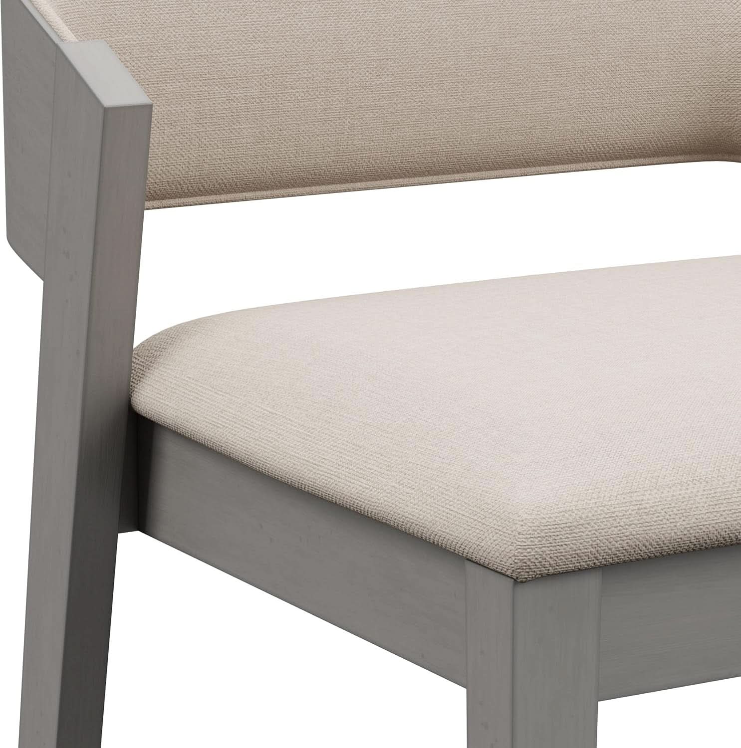 Counter Height Wood Stool Distressed Gray Upholstered Seat