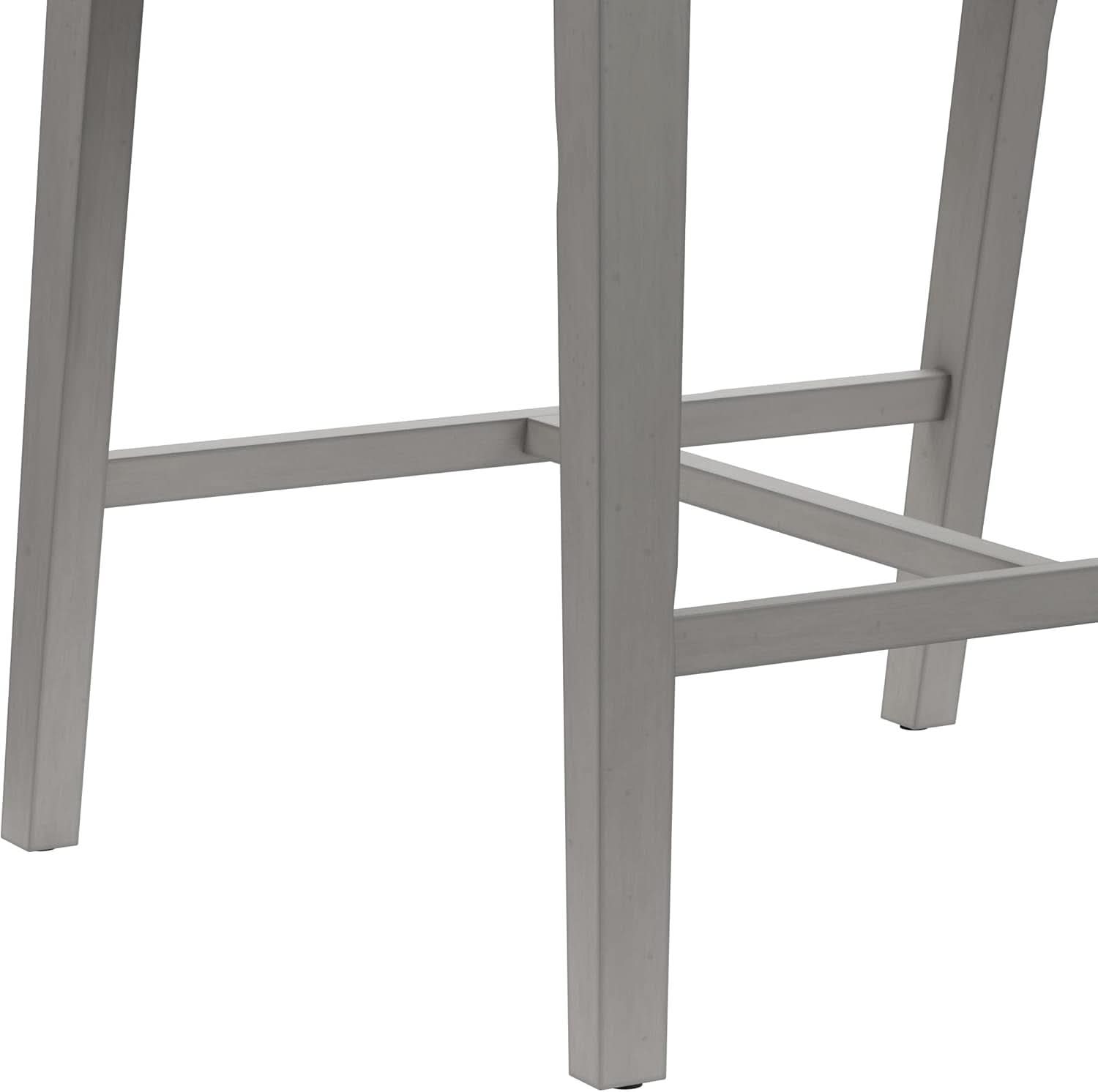 Counter Height Wood Stool Distressed Gray Upholstered Seat