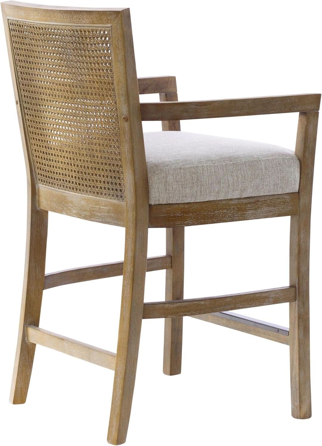 Counter Stool With Cane Back And Upholstered Seat Kitchen