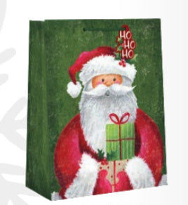 Country Christmas Gift Bag - Large - Santa Ho Ho Ho