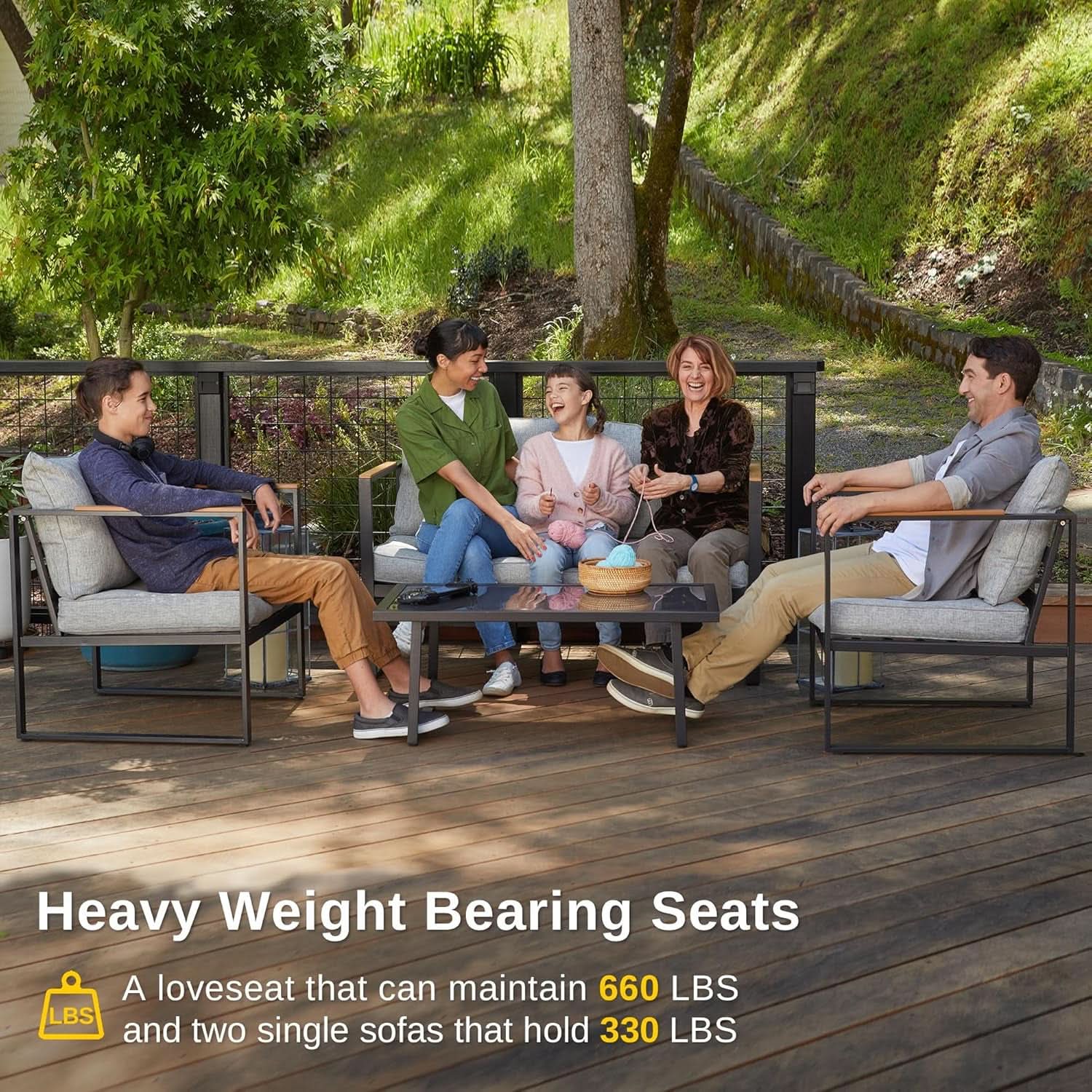 Courtyard Four Piece Outdoor Patio Set Glass Table