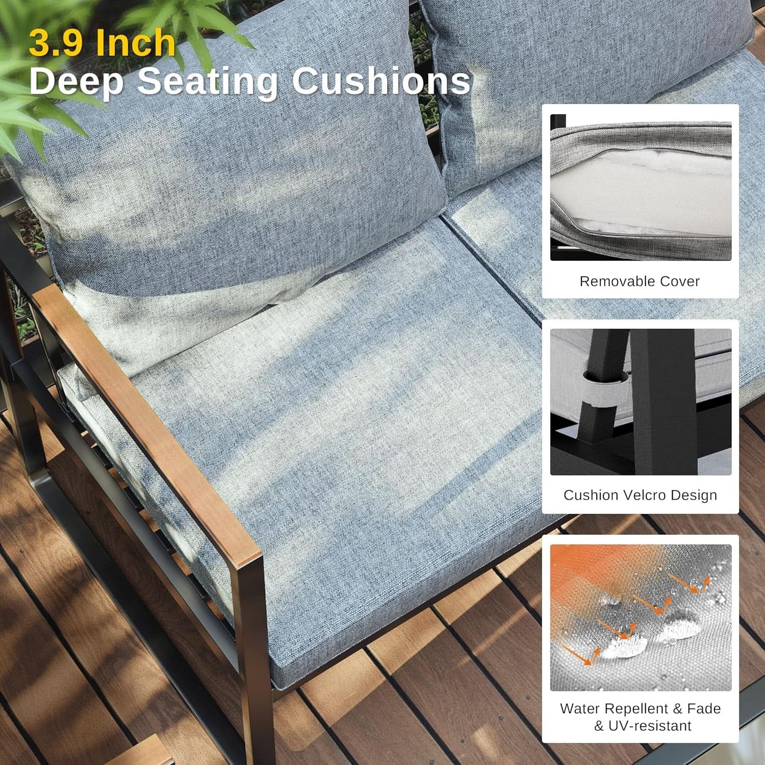 Courtyard Four Piece Outdoor Patio Set Glass Table