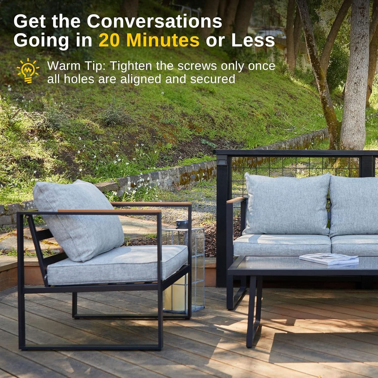 Courtyard Four Piece Outdoor Patio Set Glass Table
