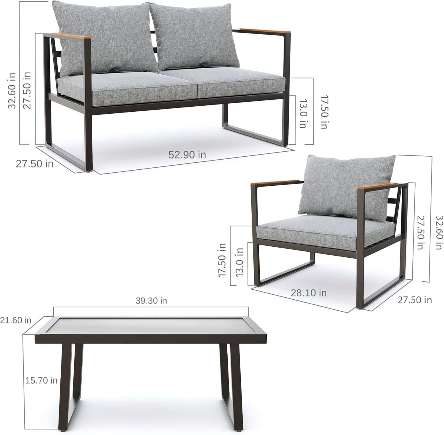 Courtyard Four Piece Outdoor Patio Set Glass Table