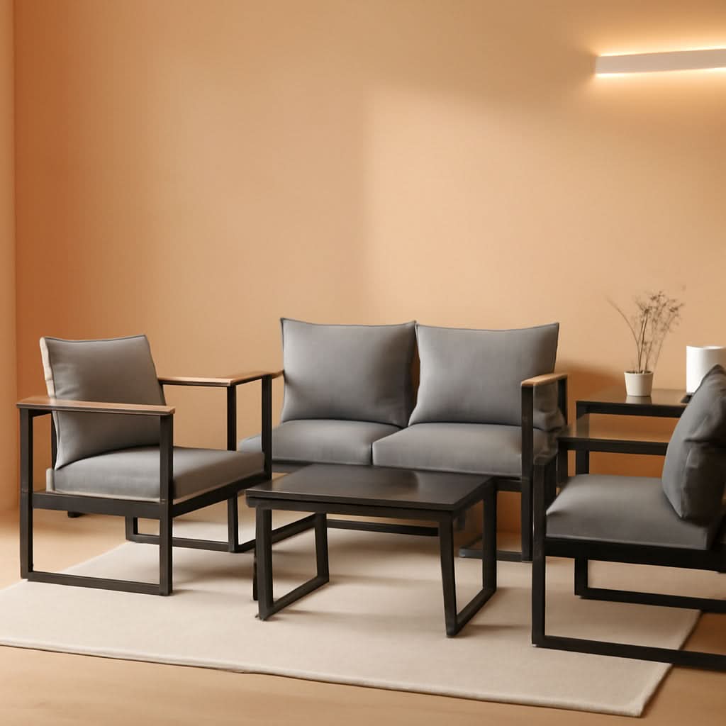 Courtyard Four Piece Outdoor Patio Set Glass Table