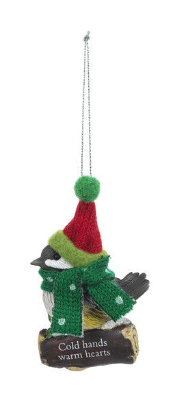 Cozy Bird Ornament - Cold hands warm hearts