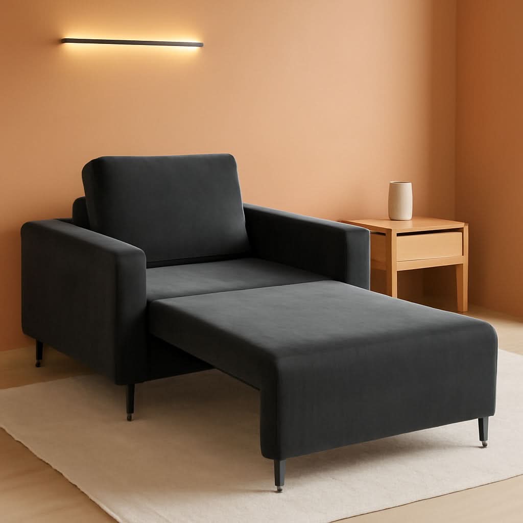 Cozy Corduroy Convertible Sofa Bed With Fluffy Pillows