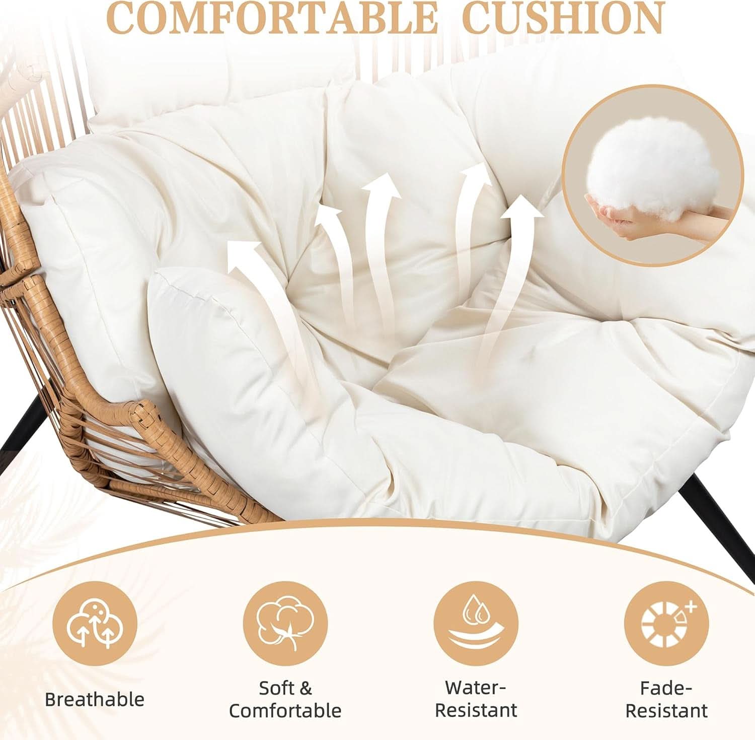 Cozy Outdoor Wicker Egg Chair with Soft Cushion