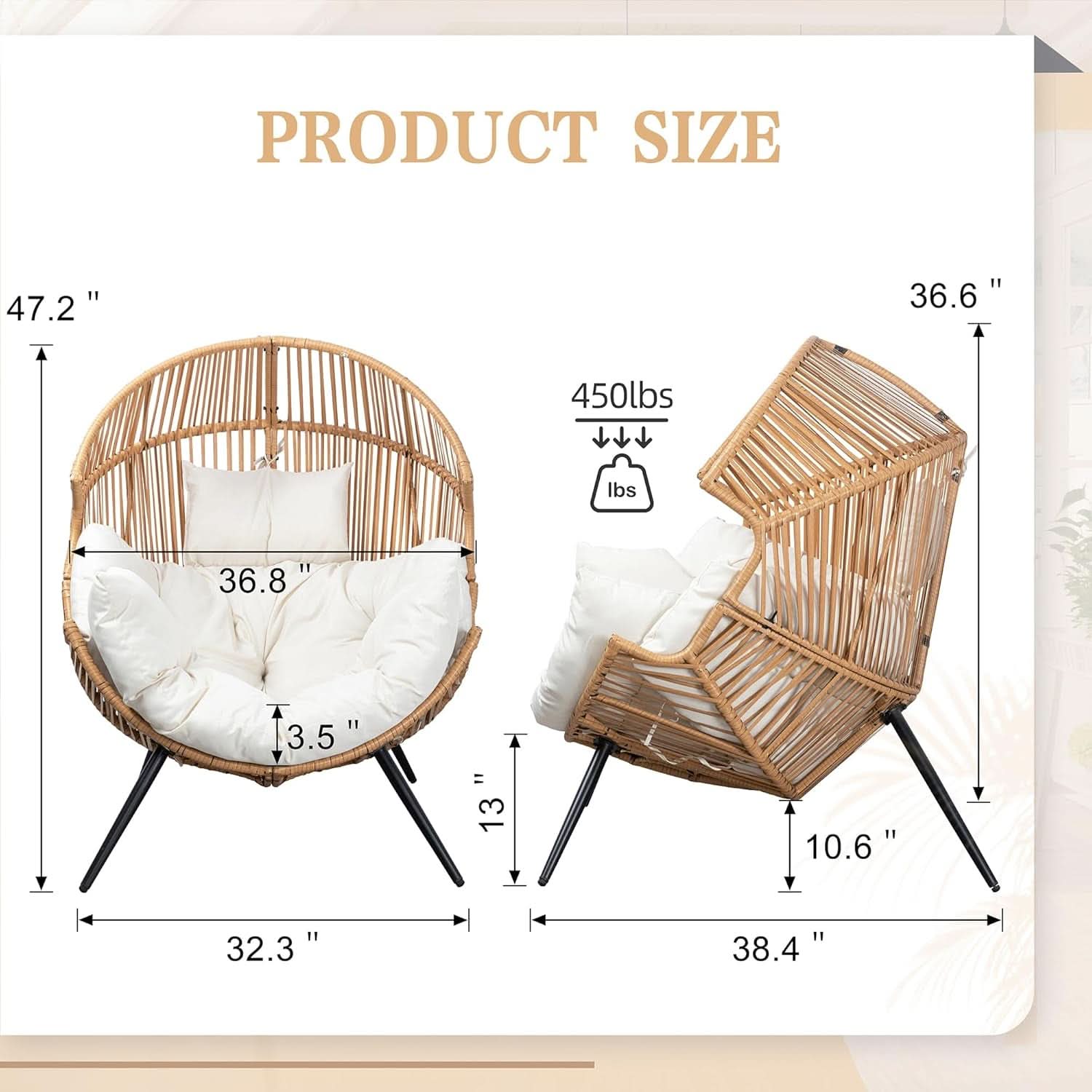 Cozy Outdoor Wicker Egg Chair with Soft Cushion