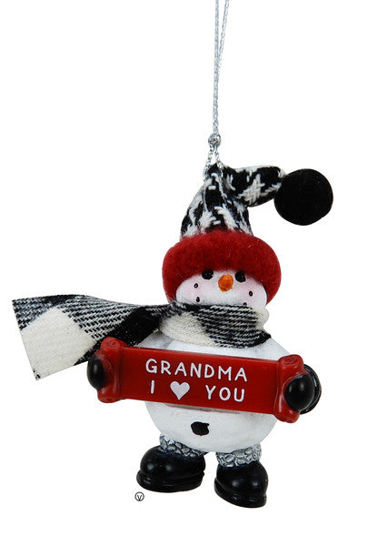 Cozy Snowman Ornament - Grandma I ♥ You