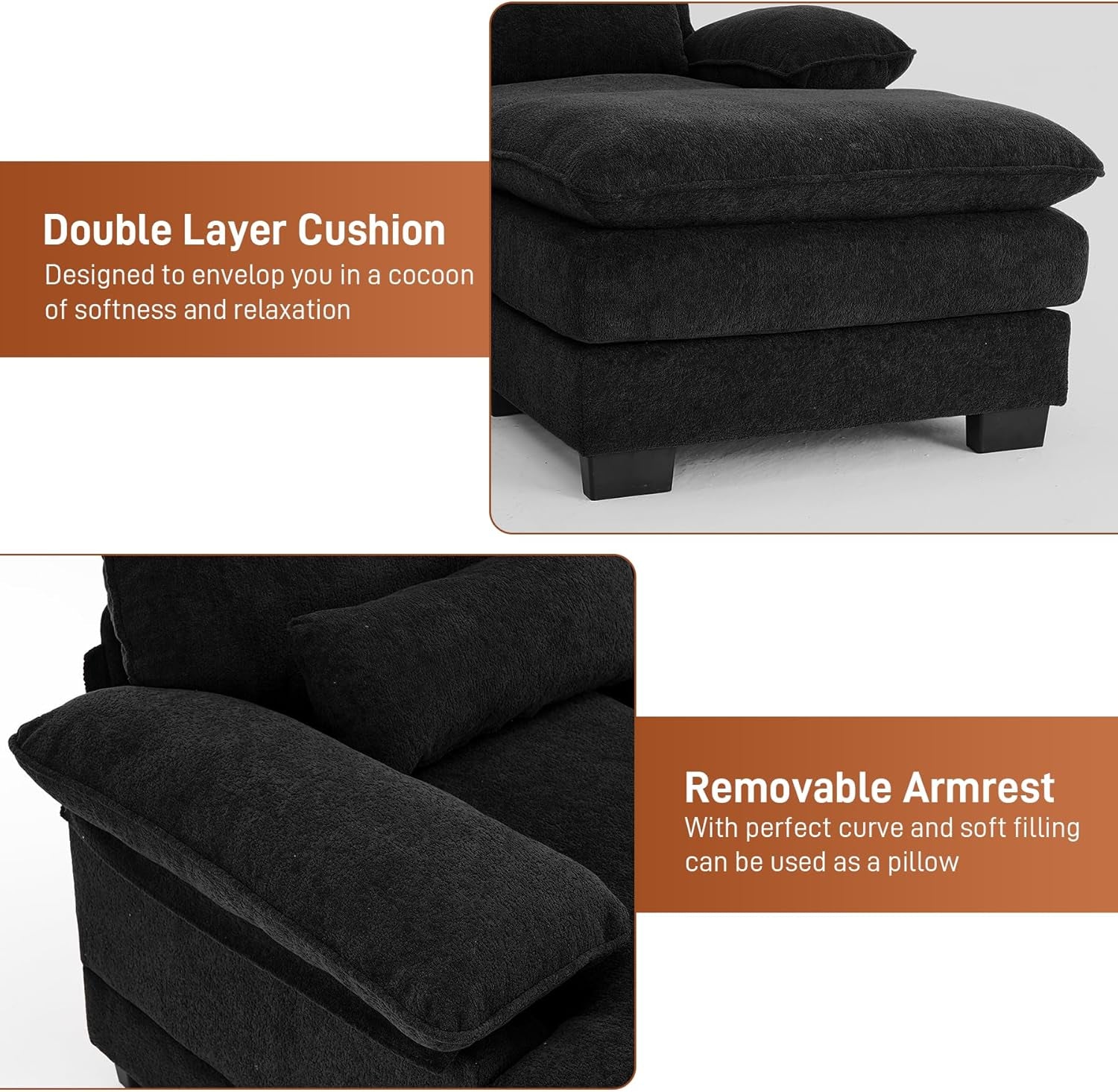 Cozy U Shape Sectional Sofa with Lounge Chaise
