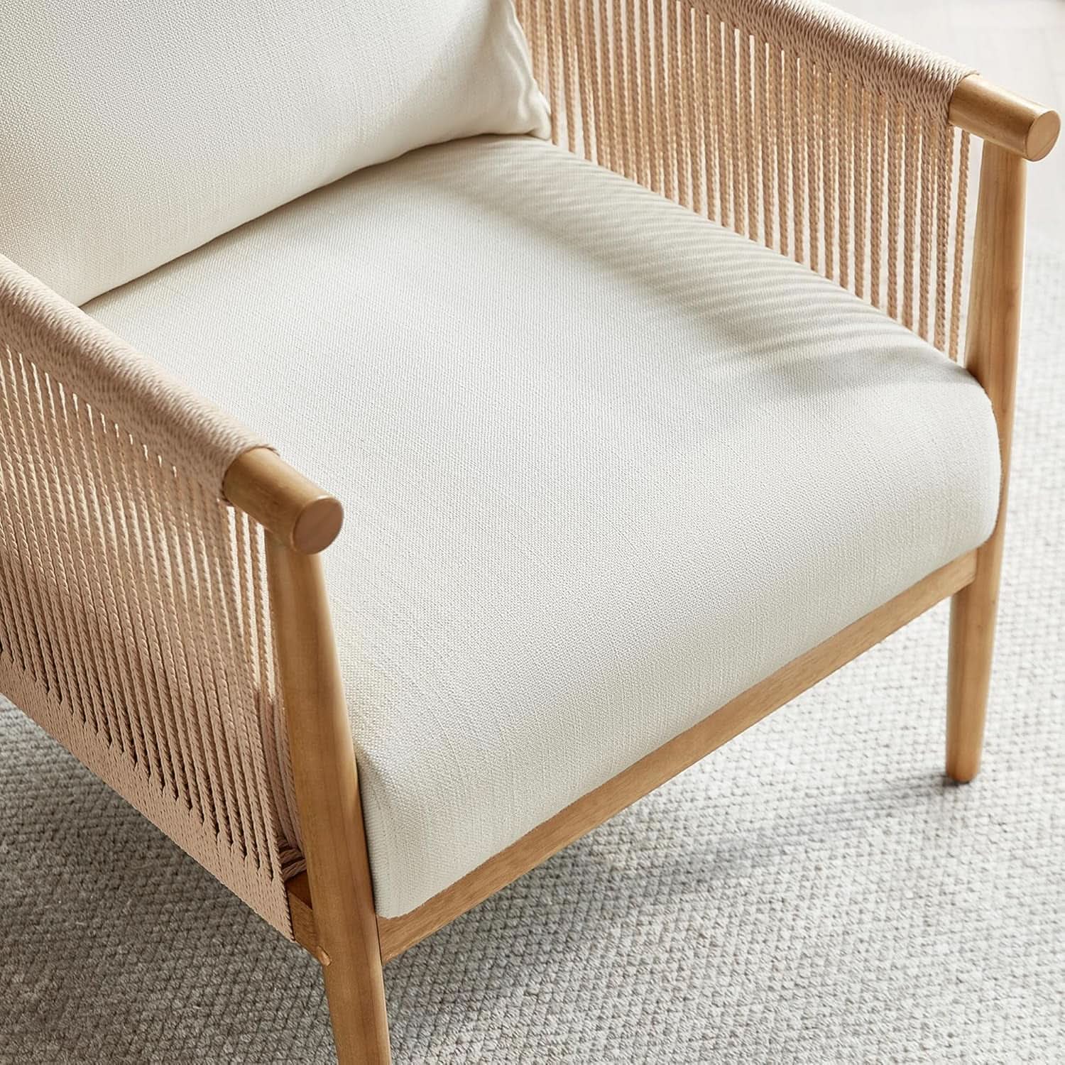 Cream Braided Accent Chairs Set Of 2 For Living Room