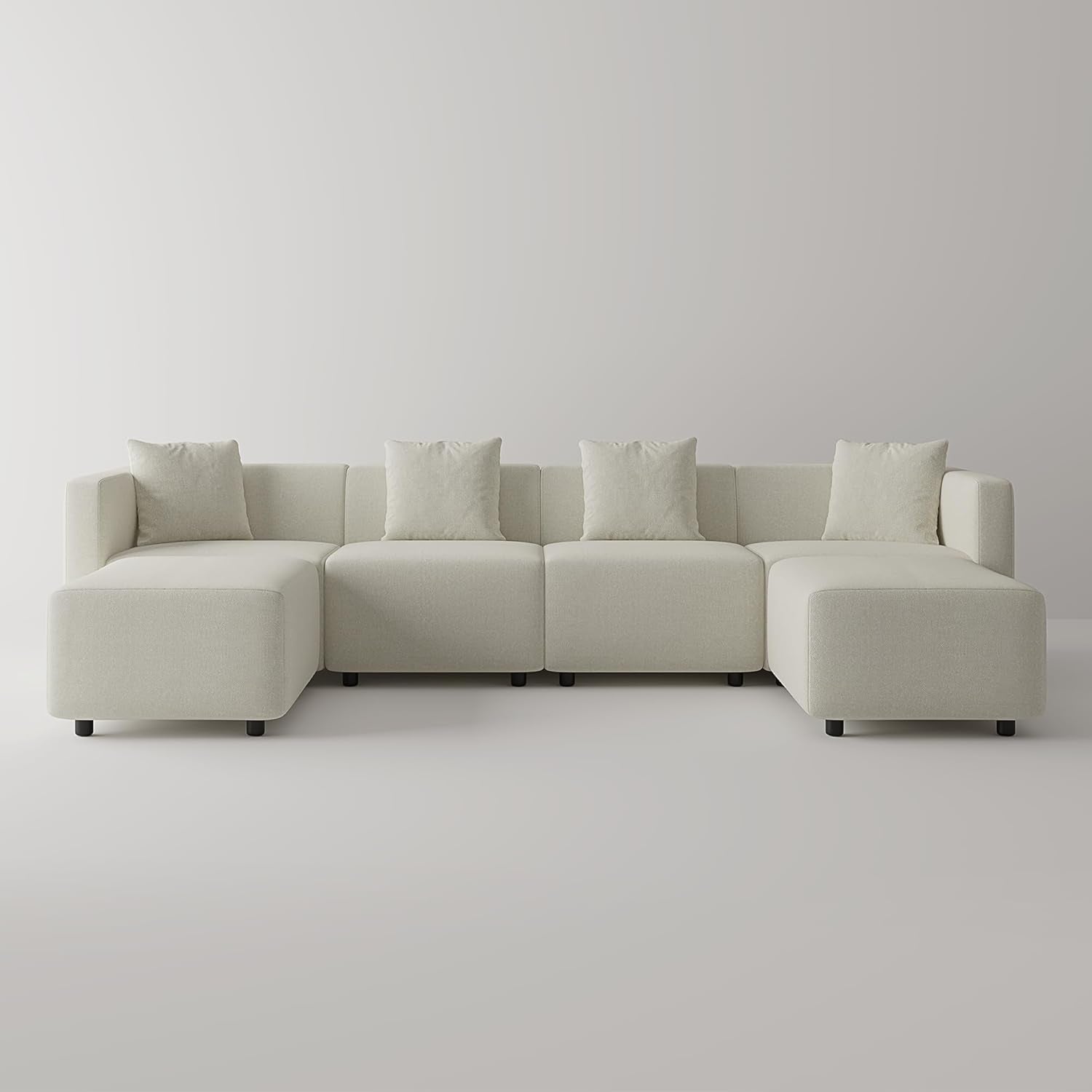 Cream Convertible Modular Sectional Sofa Reversible Chaise
