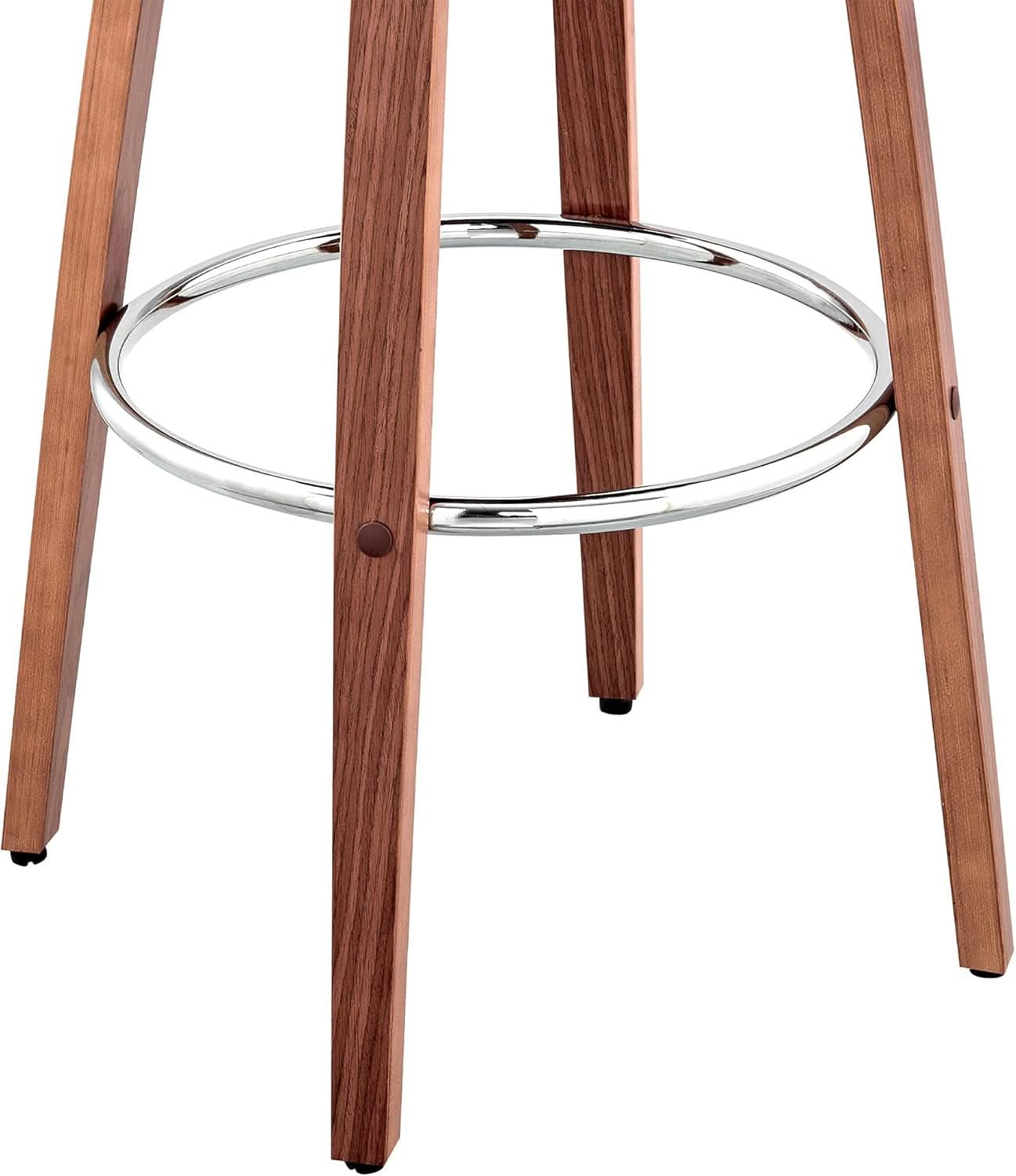 Cream Faux Leather Swivel Bar Stool For Kitchen Island