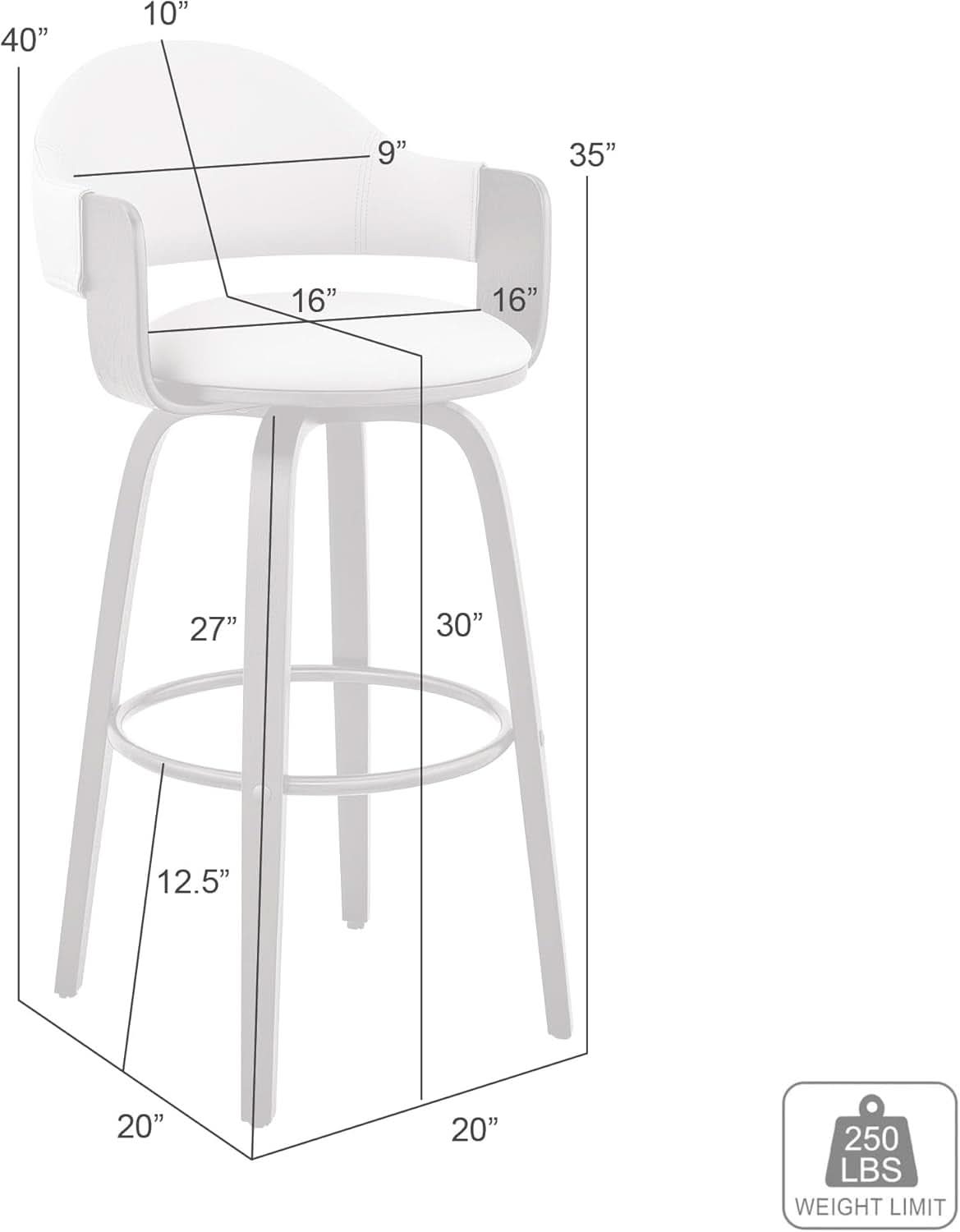 Cream Faux Leather Swivel Bar Stool For Kitchen Island