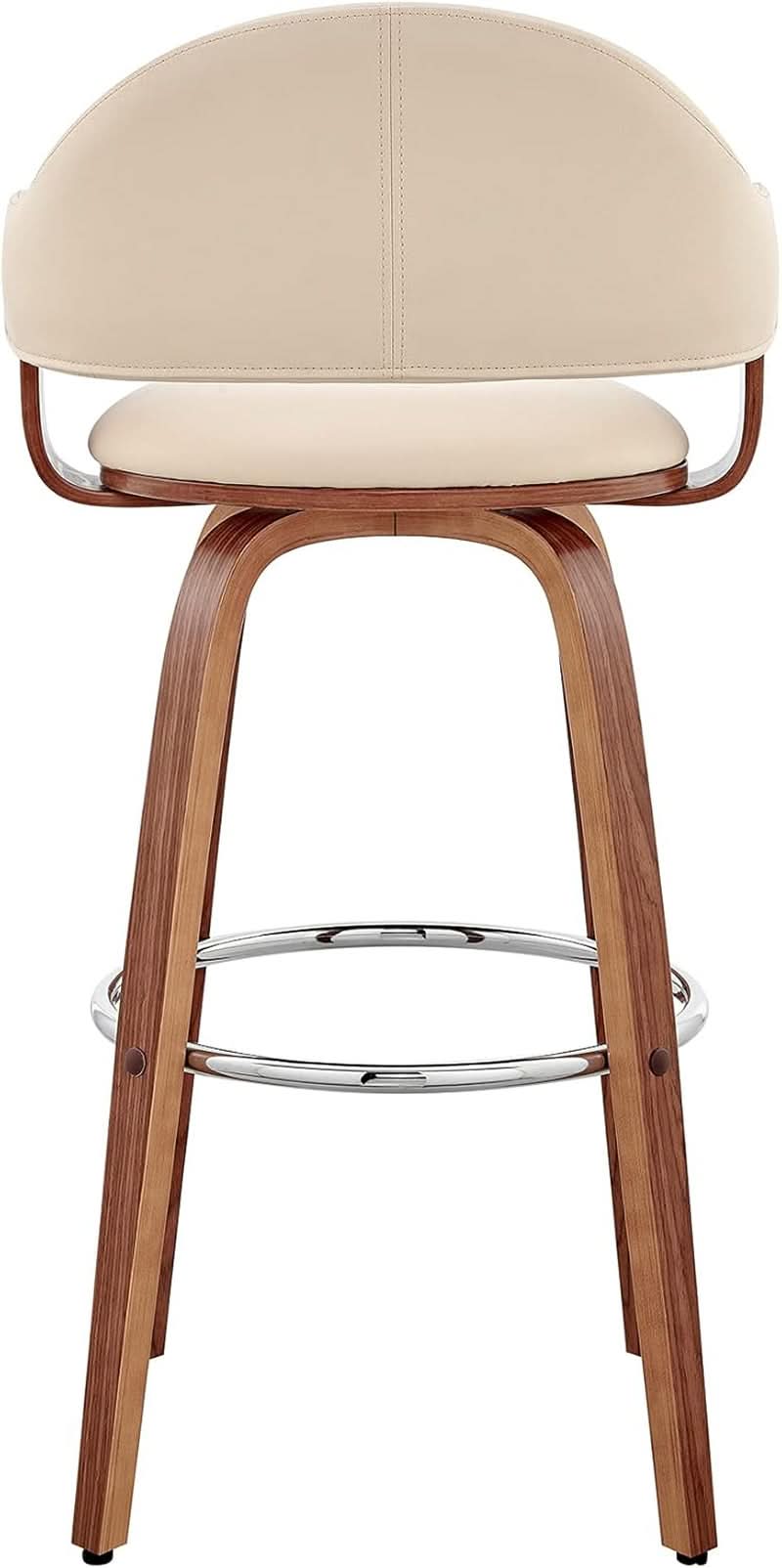 Cream Faux Leather Swivel Bar Stool For Kitchen Island