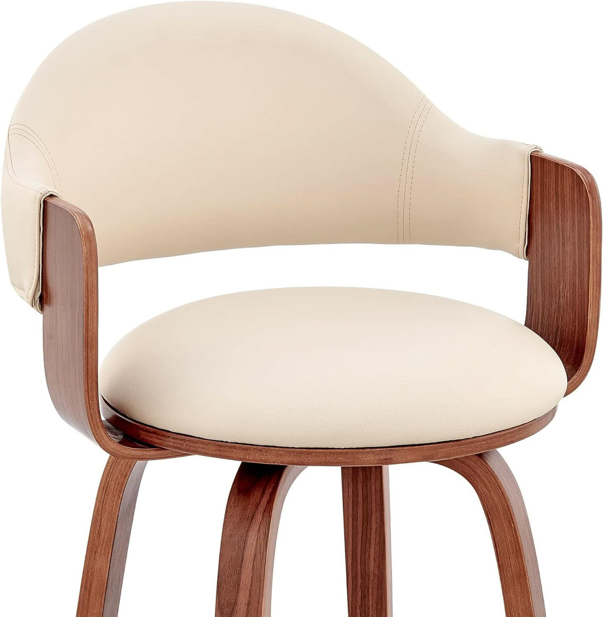 Cream Faux Leather Swivel Bar Stool For Kitchen Island