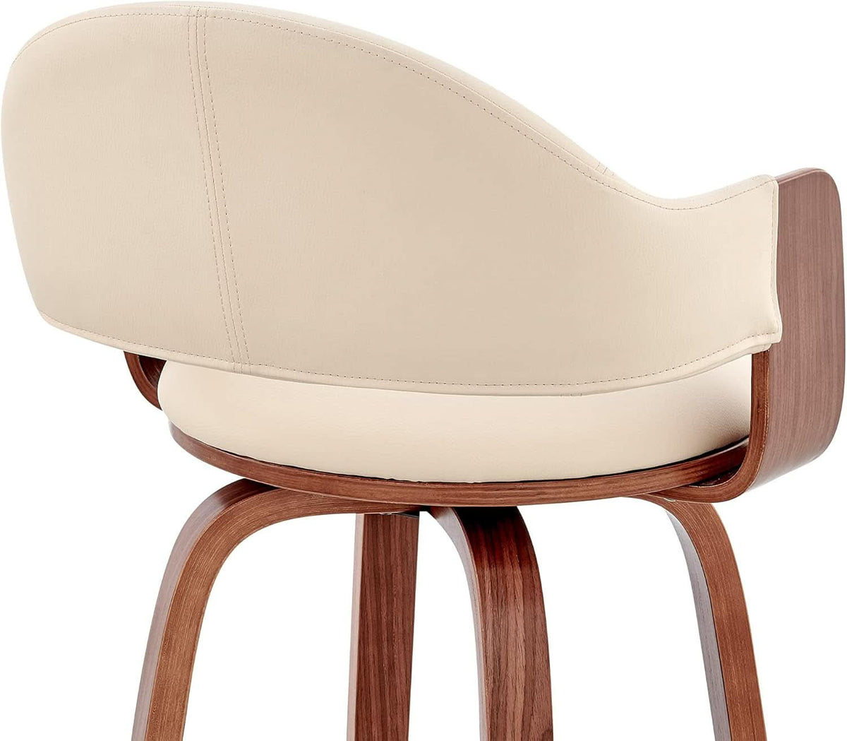 Cream Faux Leather Swivel Bar Stool For Kitchen Island