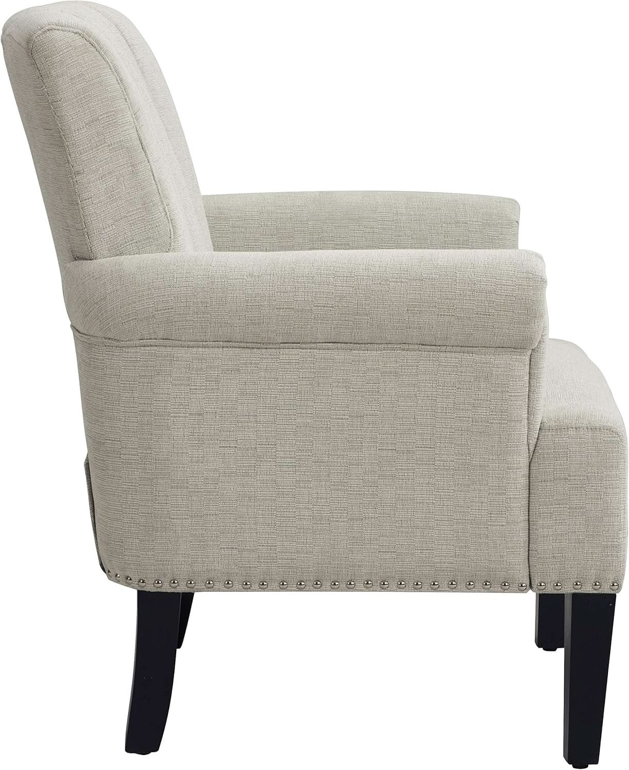 Cream Polyester Tufted Mid Century Upholstered Chair