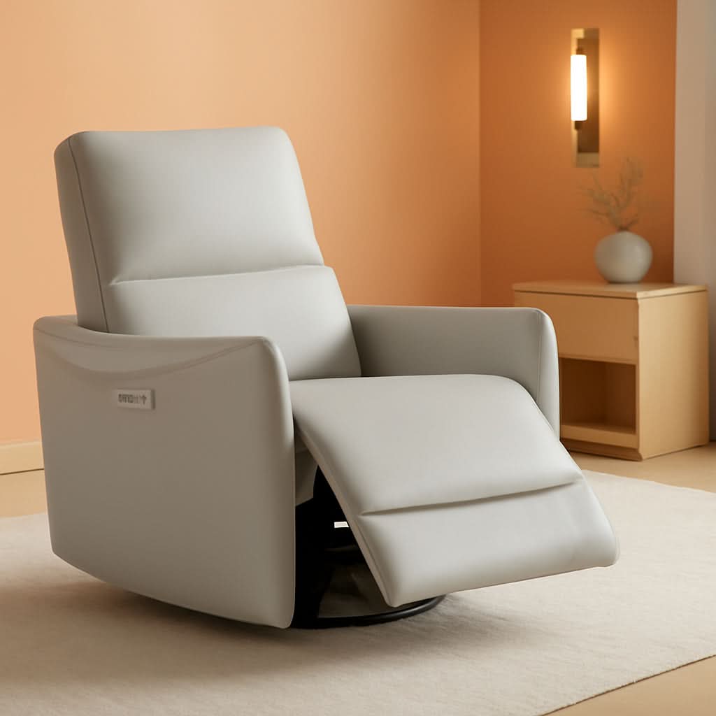 Cream Power Recliner Chair With USB Charging Lumbar Support