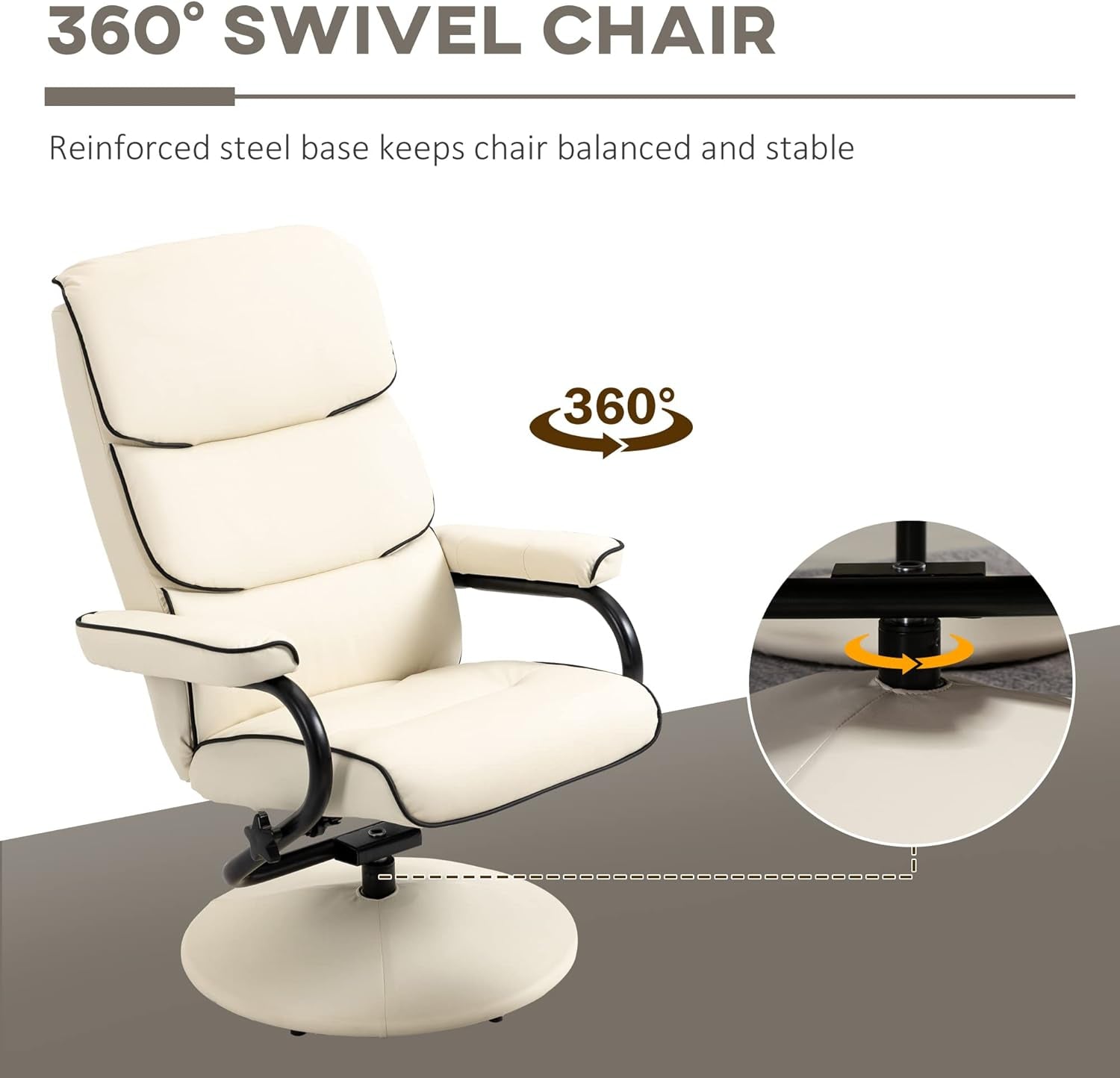 Cream Recliner Chair With Ottoman Adjustable Backrest